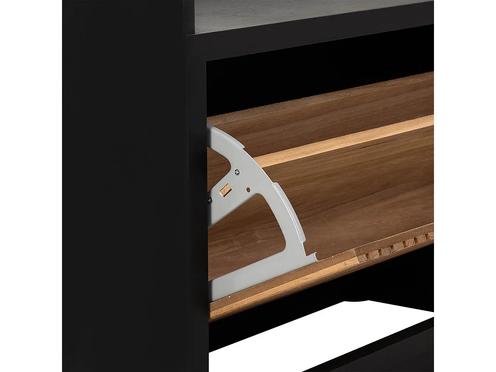 Schuhregalhocker aus Holz und Metall 80x38x53 Schwarz