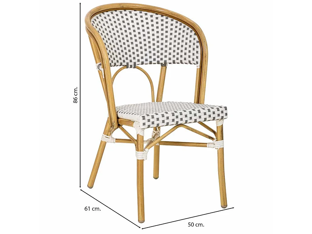 Weißer Rattanstuhl, 50 x 61 x 86 cm (H)