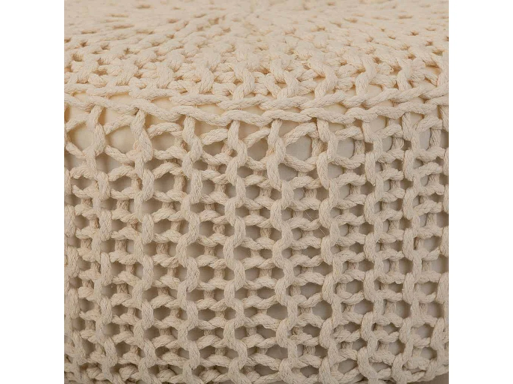 Taburete de madera y algodón trenzado marrón 32x32x44