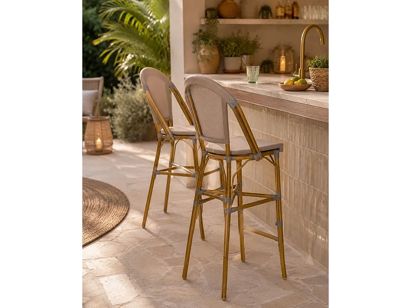 Hocker mit Ablagefach in Rotin, grau, 47x56x116 cm