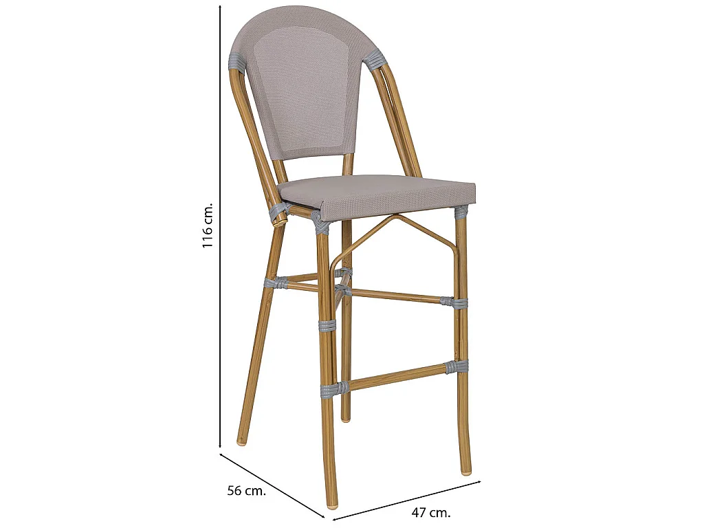 Hocker mit Ablagefach in Rotin, grau, 47x56x116 cm