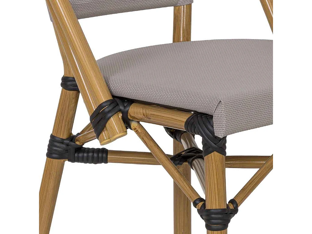 Silla de aluminio y ratán sintético gris 46x58x89cm