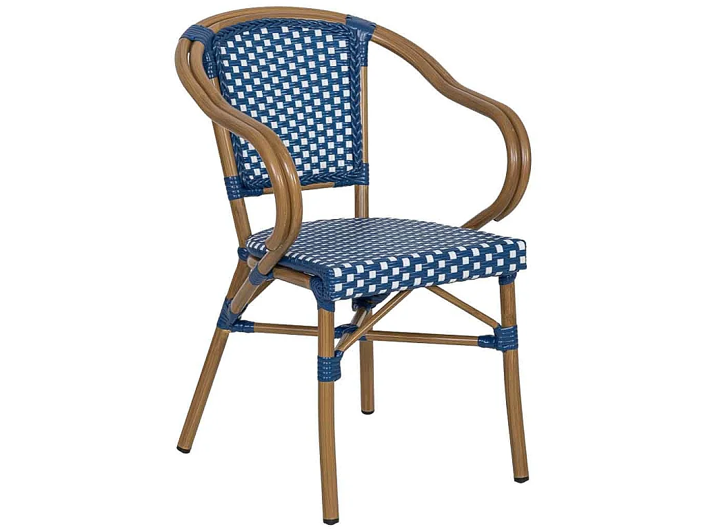 Silla de ratán sintético azul 57x57x84cm