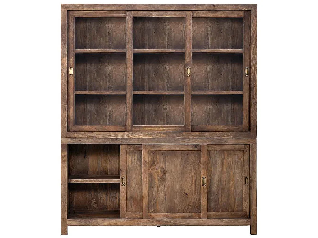 Braune, handgefertigte Holzvitrine, 160 x 45 x 190 cm (H)