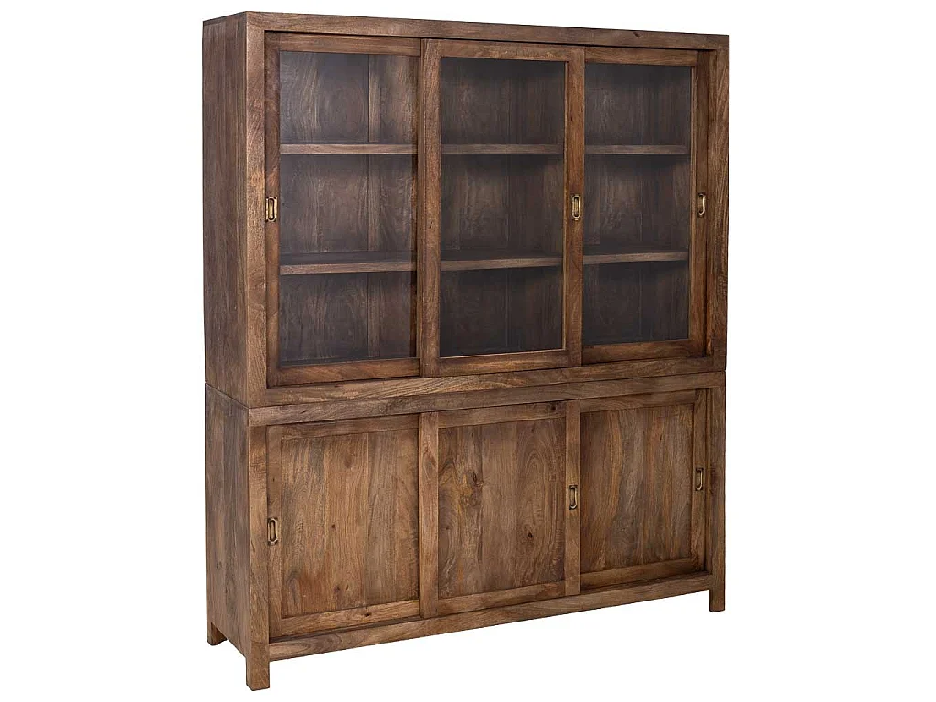 Braune, handgefertigte Holzvitrine, 160 x 45 x 190 cm (H)