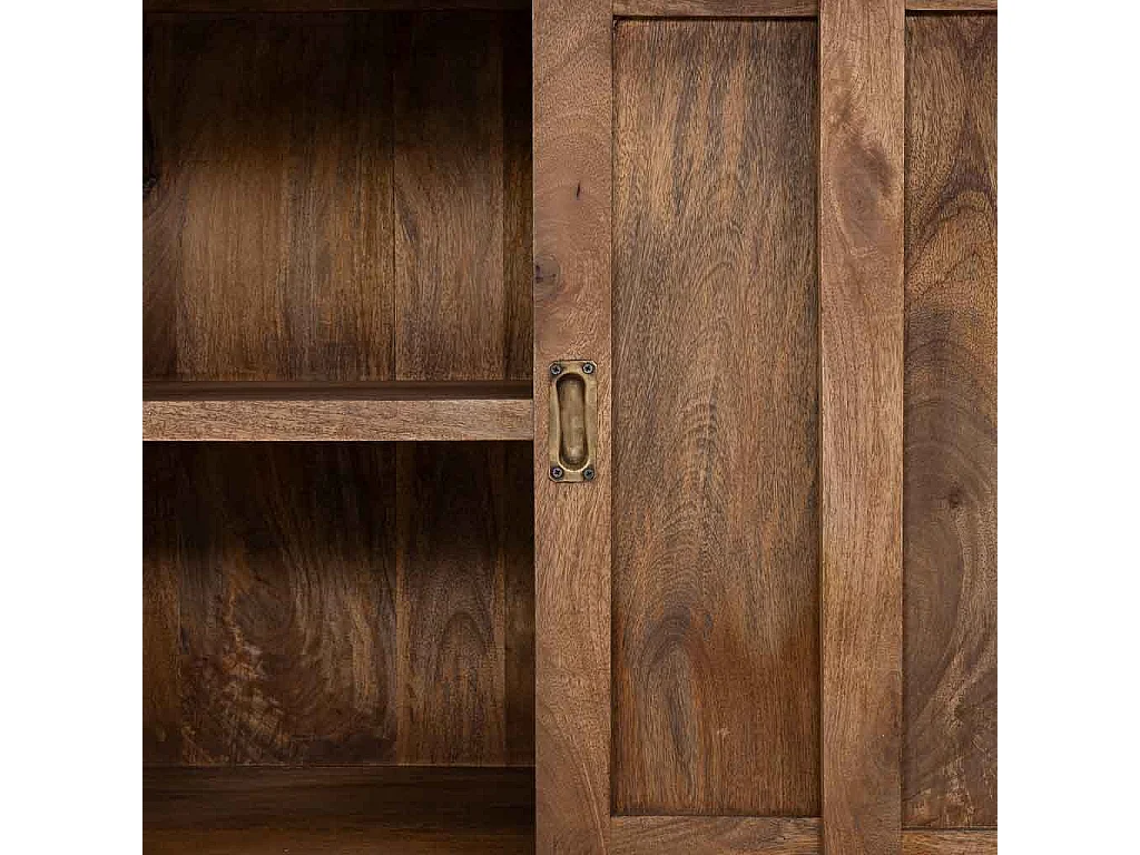 Braune, handgefertigte Holzvitrine, 160 x 45 x 190 cm (H)