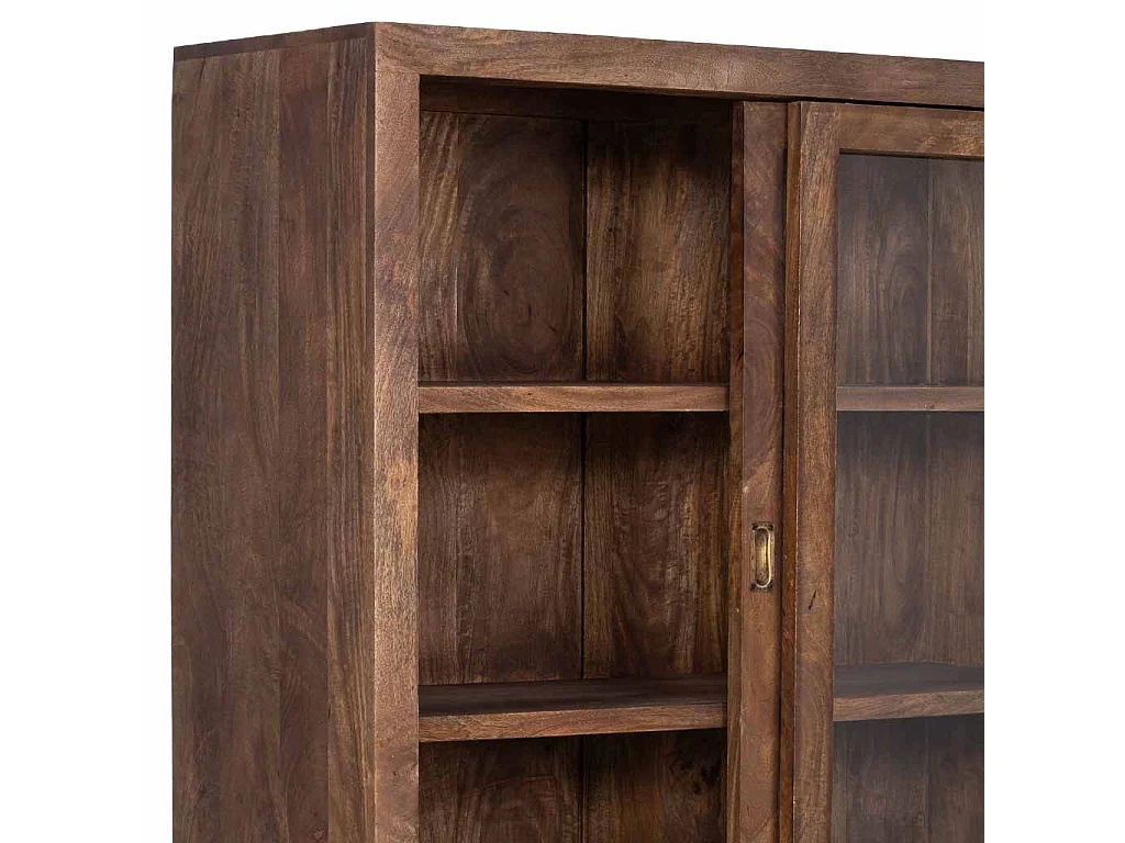 Braune, handgefertigte Holzvitrine, 160 x 45 x 190 cm (H)