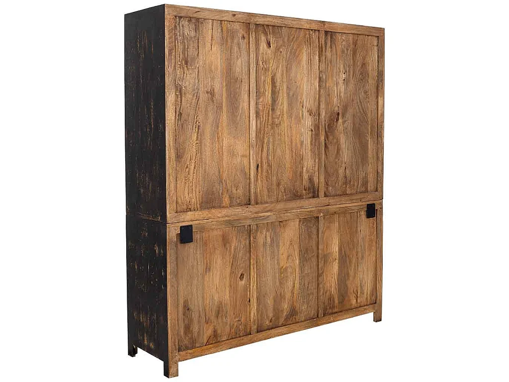 Schwarze, handgefertigte Holzvitrine, 160 x 45 x 190 cm (H)