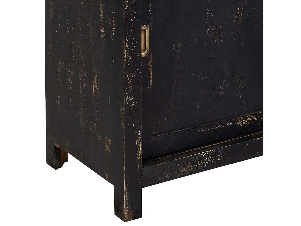 Schwarze, handgefertigte Holzvitrine, 160 x 45 x 190 cm (H)