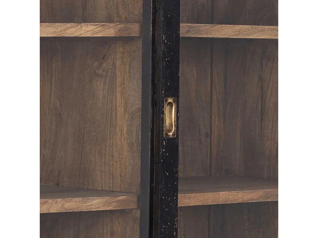 Schwarze, handgefertigte Holzvitrine, 160 x 45 x 190 cm (H)
