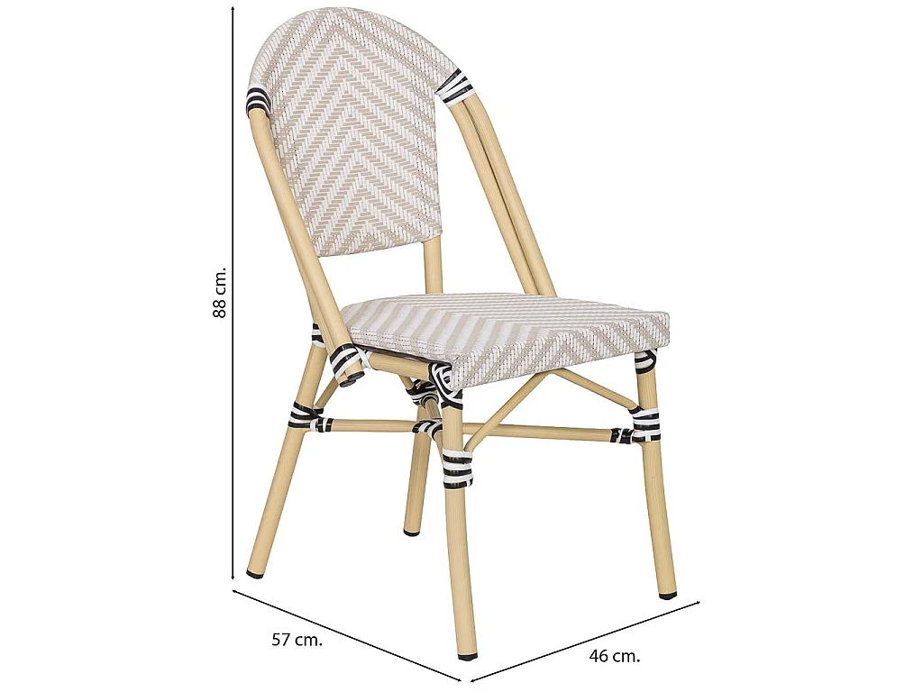 Fauteuil en rotin synthétique crème, 46x57x88 cm