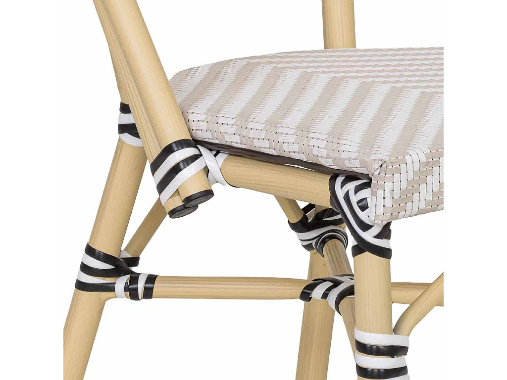 Fauteuil en rotin synthétique crème, 46x57x88 cm