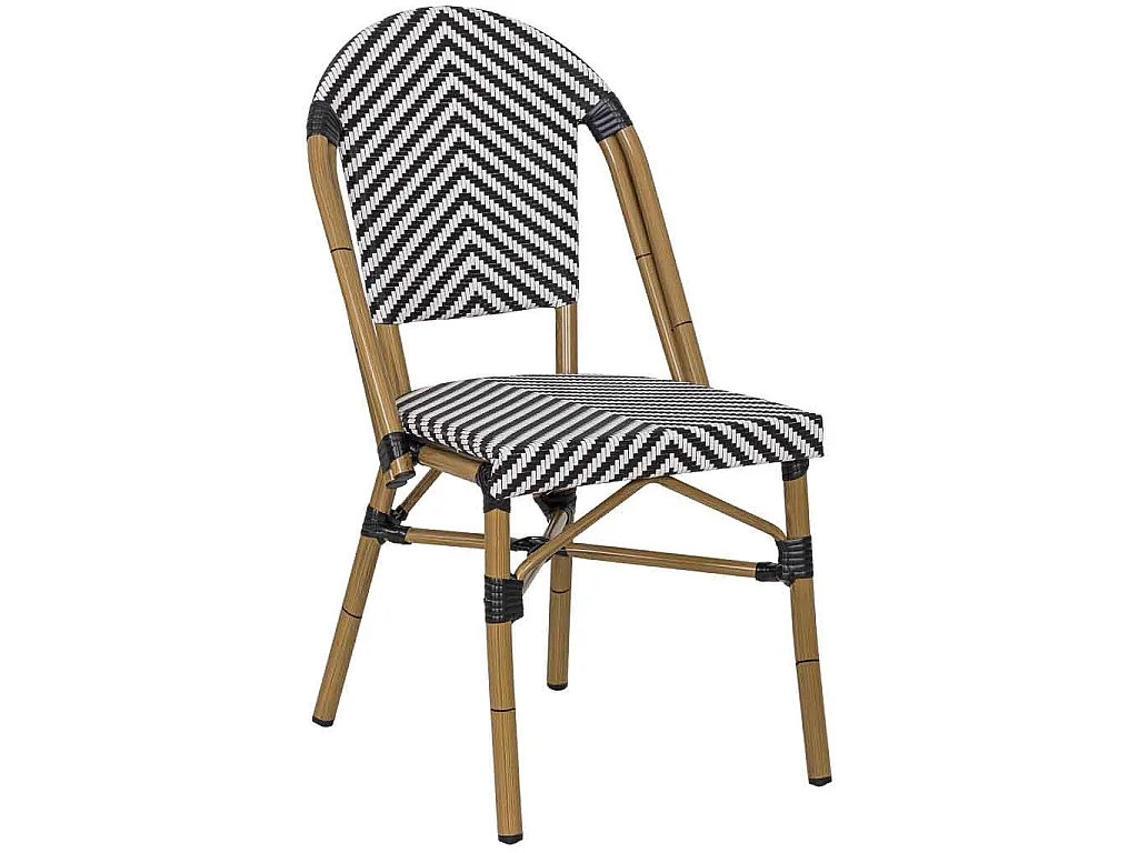 Fauteuil en rotin synthétique noir et blanc 46x57x88 cm