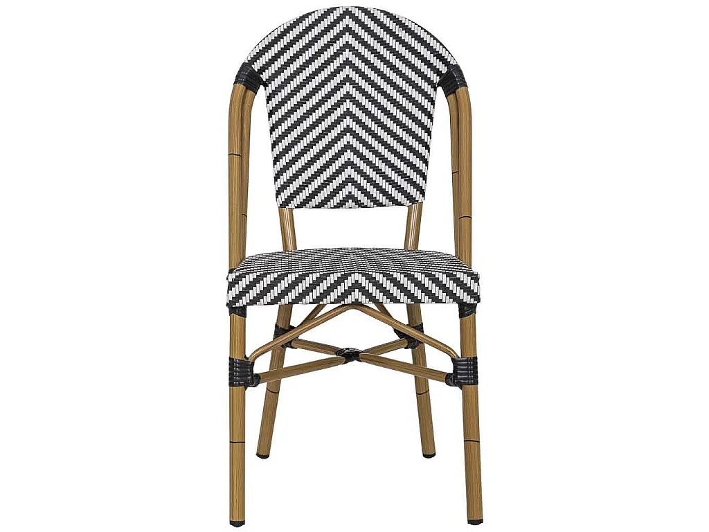 Fauteuil en rotin synthétique noir et blanc 46x57x88 cm