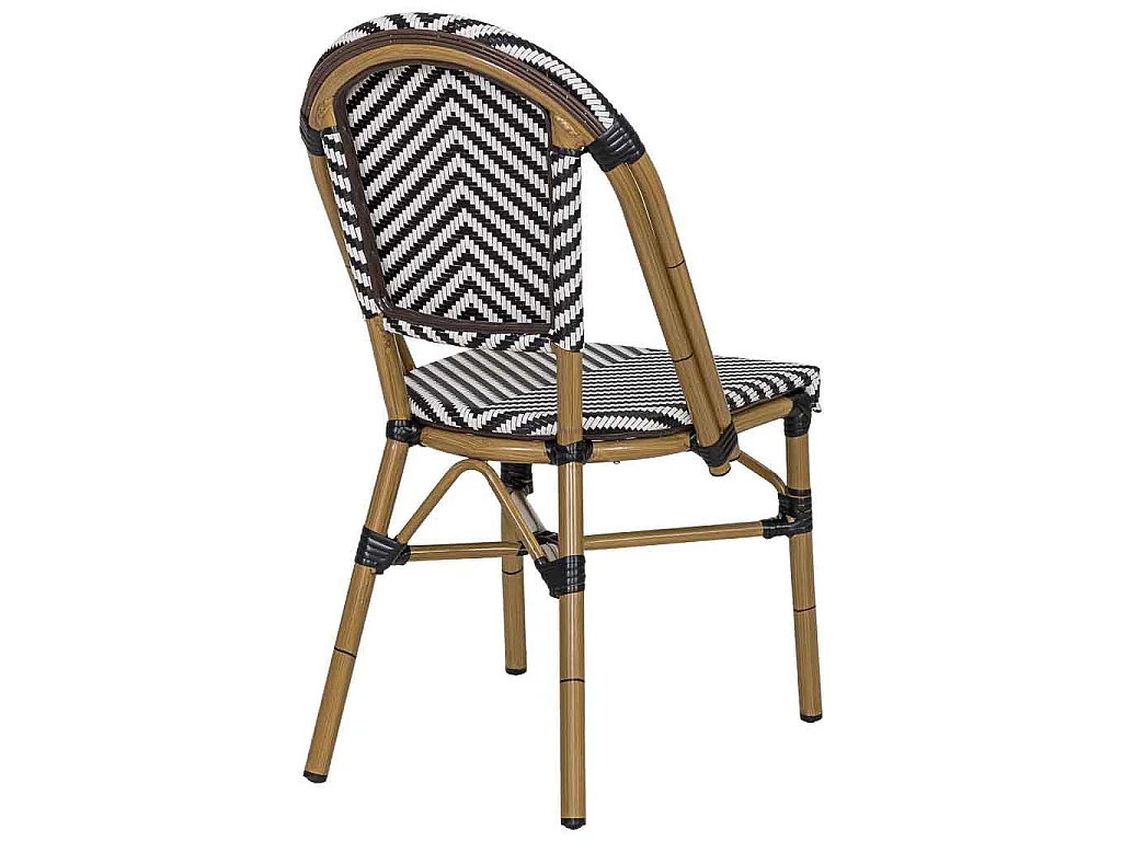 Fauteuil en rotin synthétique noir et blanc 46x57x88 cm