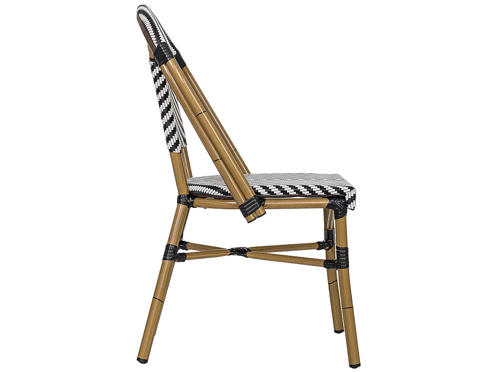 Fauteuil en rotin synthétique noir et blanc 46x57x88 cm
