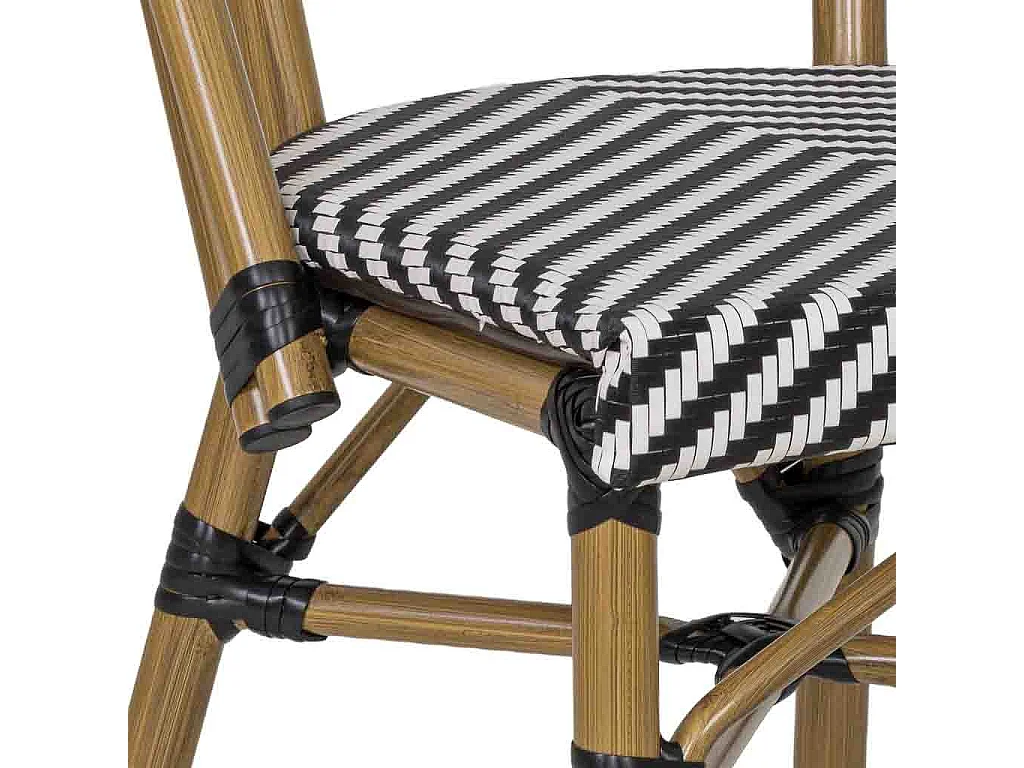 Fauteuil en rotin synthétique noir et blanc 46x57x88 cm