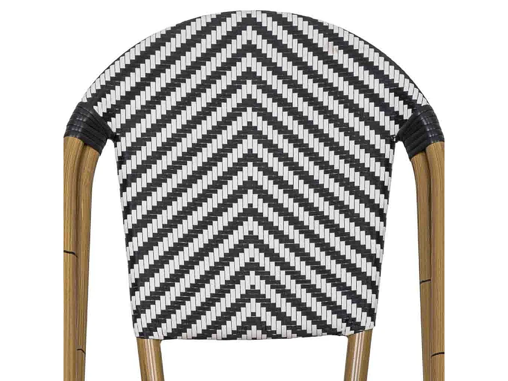 Fauteuil en rotin synthétique noir et blanc 46x57x88 cm