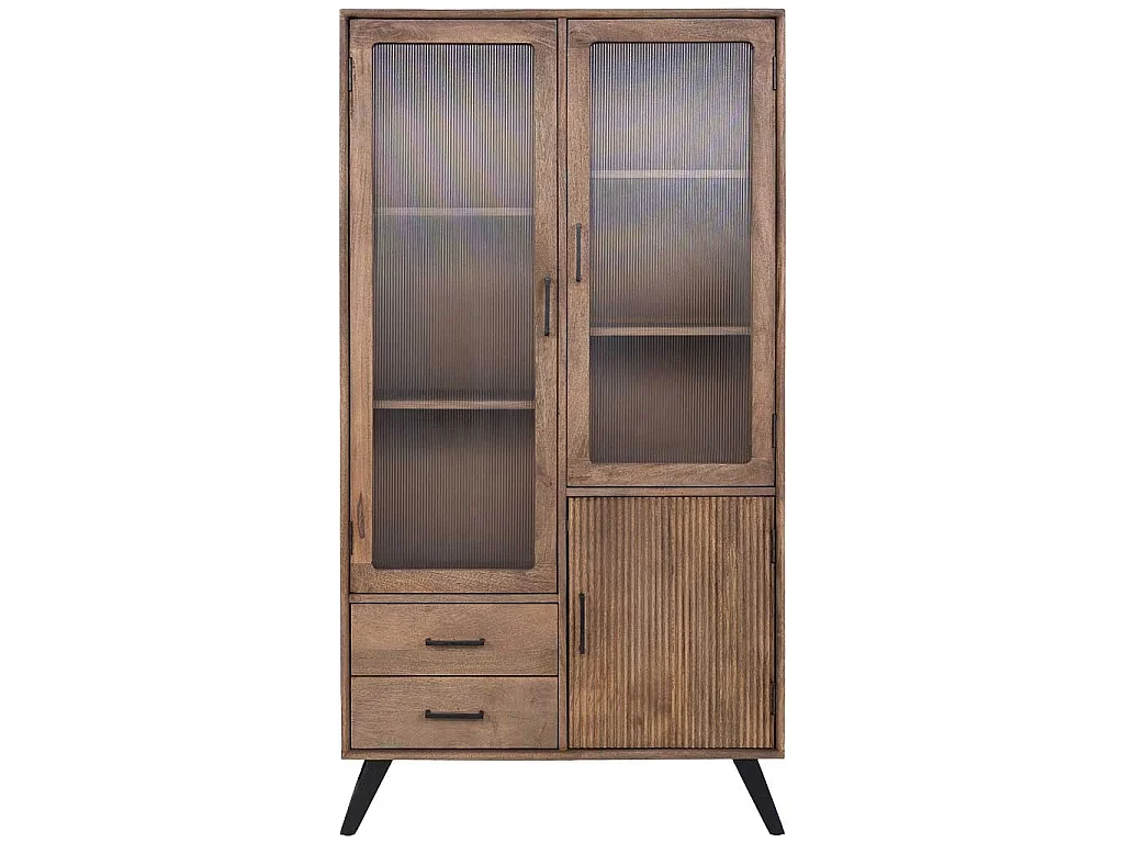 Handgefertigte braune Holzvitrine, 90x40x170 cm (H)