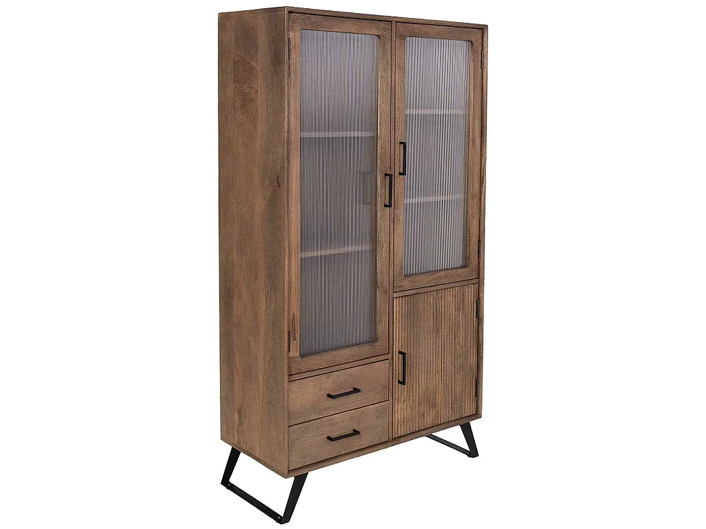 Handgefertigte braune Holzvitrine, 90x40x170 cm (H)