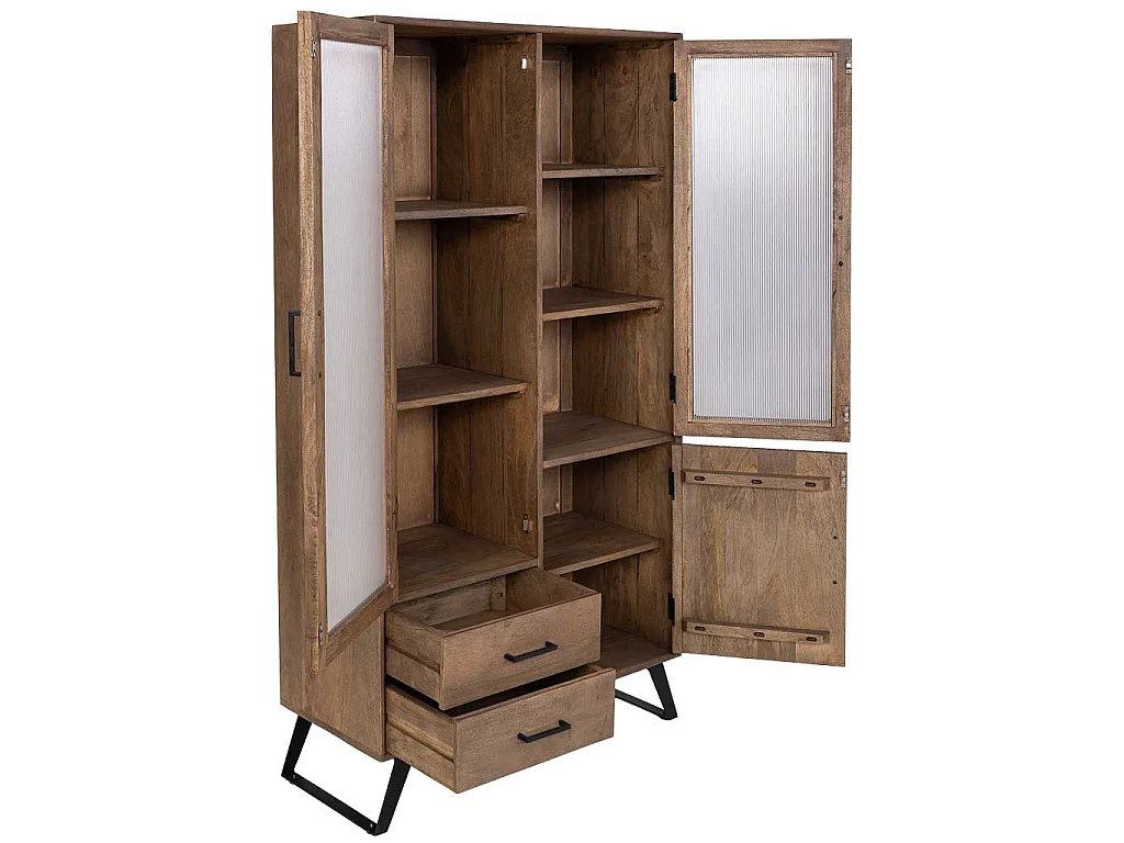 Handgefertigte braune Holzvitrine, 90x40x170 cm (H)