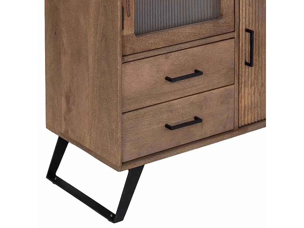 Handgefertigte braune Holzvitrine, 90x40x170 cm (H)