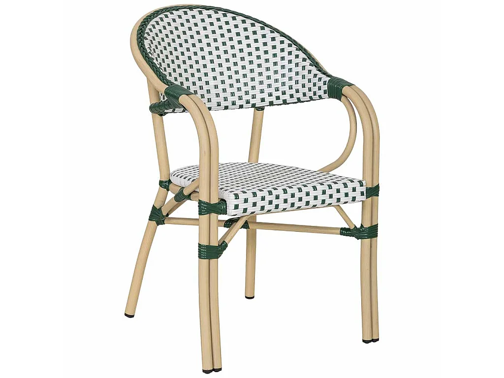 Silla de ratán sintético verde 56x60x85cm