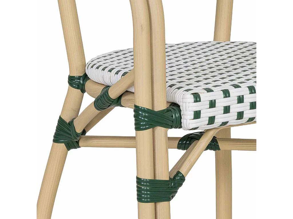 Silla de ratán sintético verde 56x60x85cm