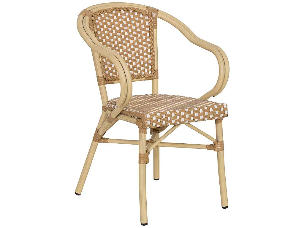 Silla de ratán sintético crema 57x57x84cm