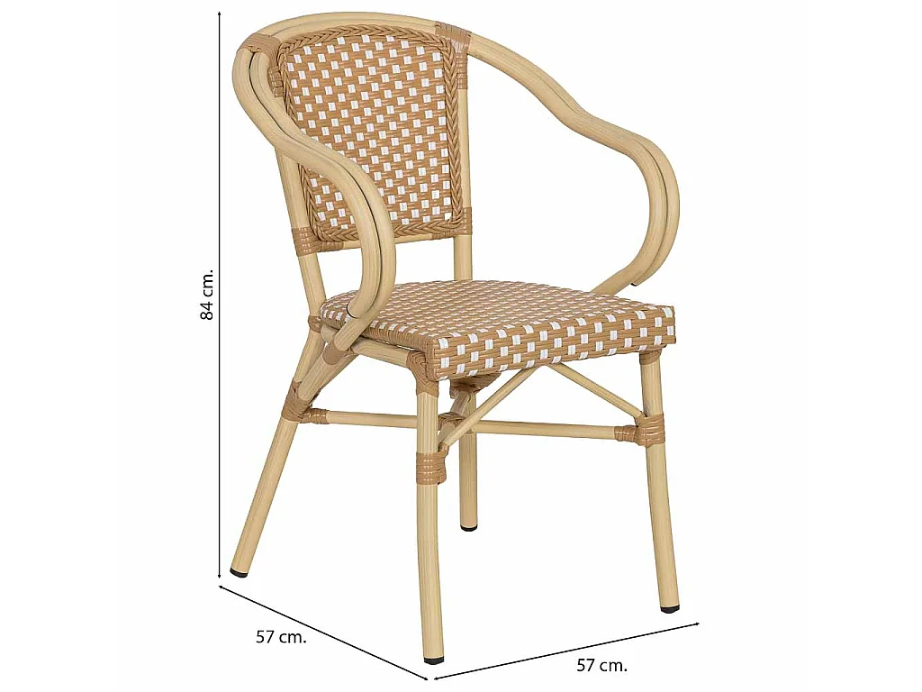 Silla de ratán sintético crema 57x57x84cm