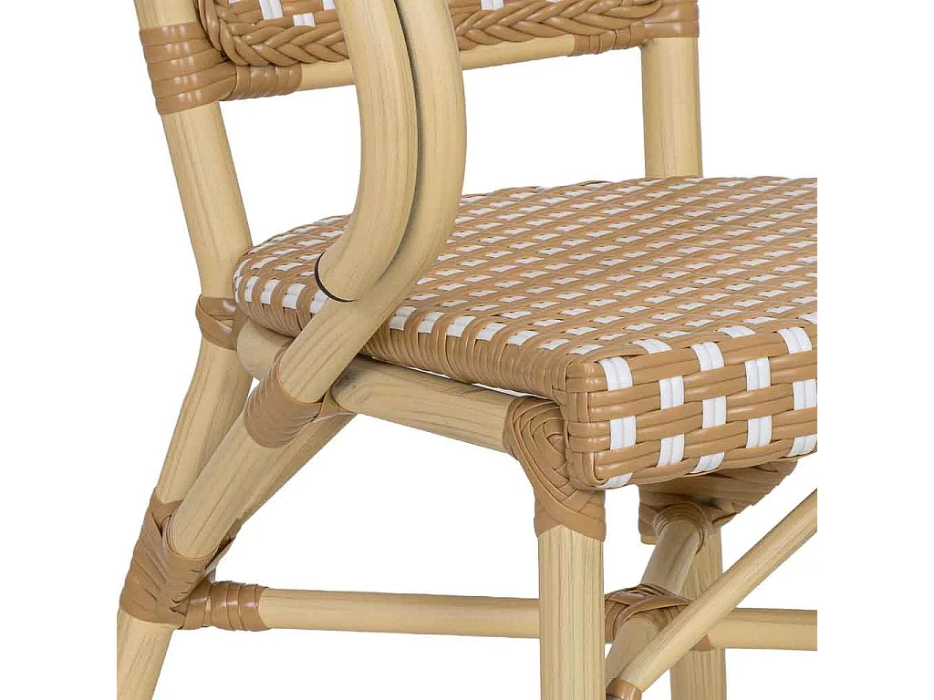 Silla de ratán sintético crema 57x57x84cm