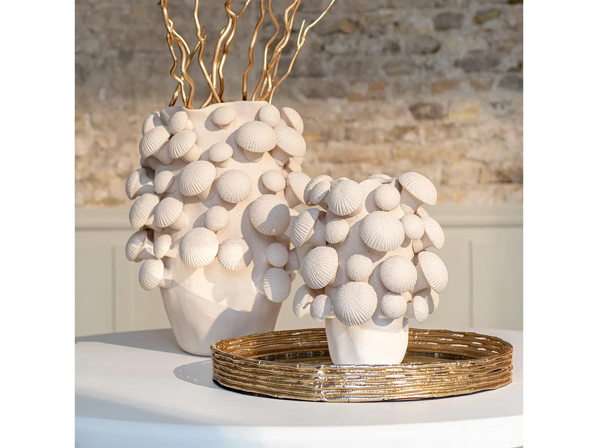Vase Champignon en Argile "Fungi" 32cm Beige