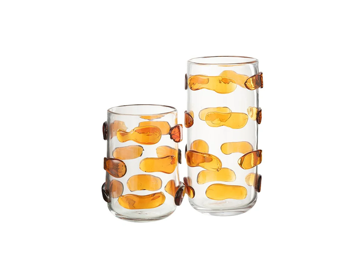 Vase Design en Verre "Pebbles" 32cm Ambre