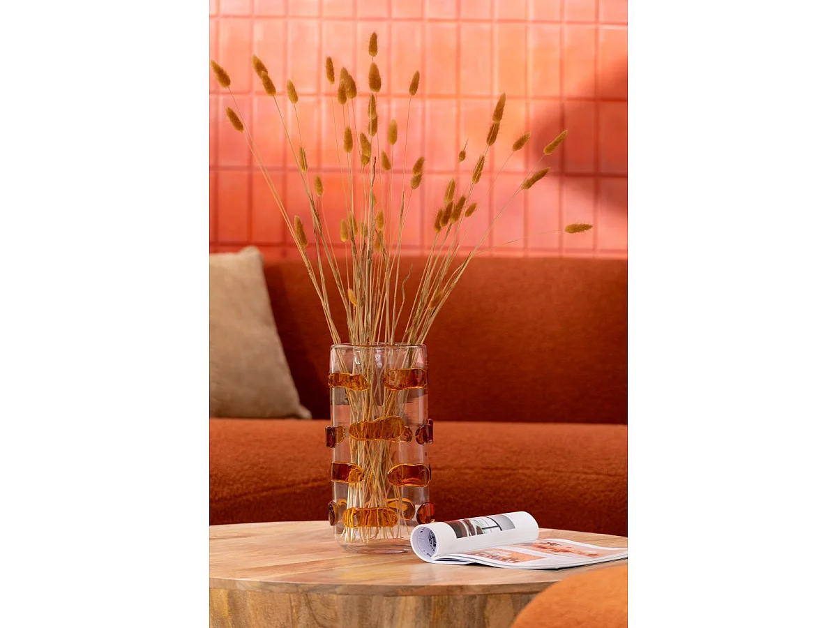 Vase Design en Verre "Pebbles" 32cm Ambre