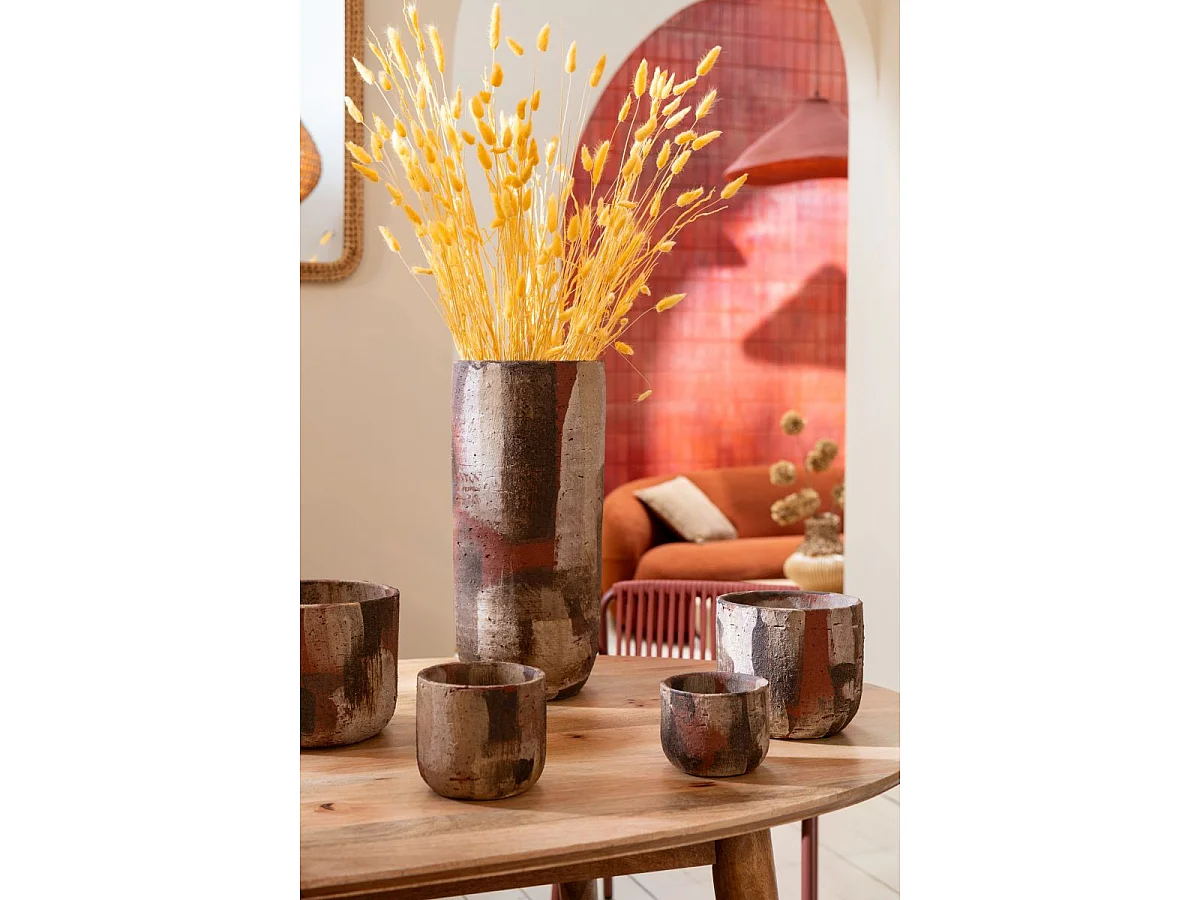 Vase Déco en Terre Cuite "Miltos" 50cm Multicolore