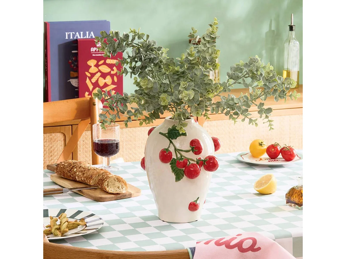 Vase Tomates en Dolomite "Della Pasta" 25cm Multicolore