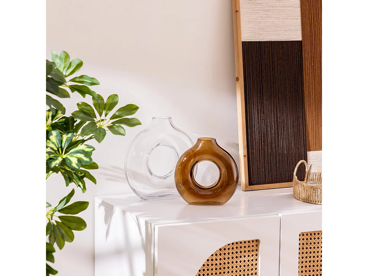 Vase Design en Verre "Circle" 20cm Ambre