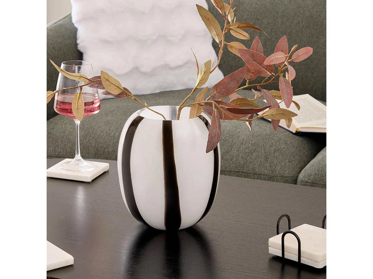 Vase Déco en Verre "Piero" 20cm Noir & Blanc