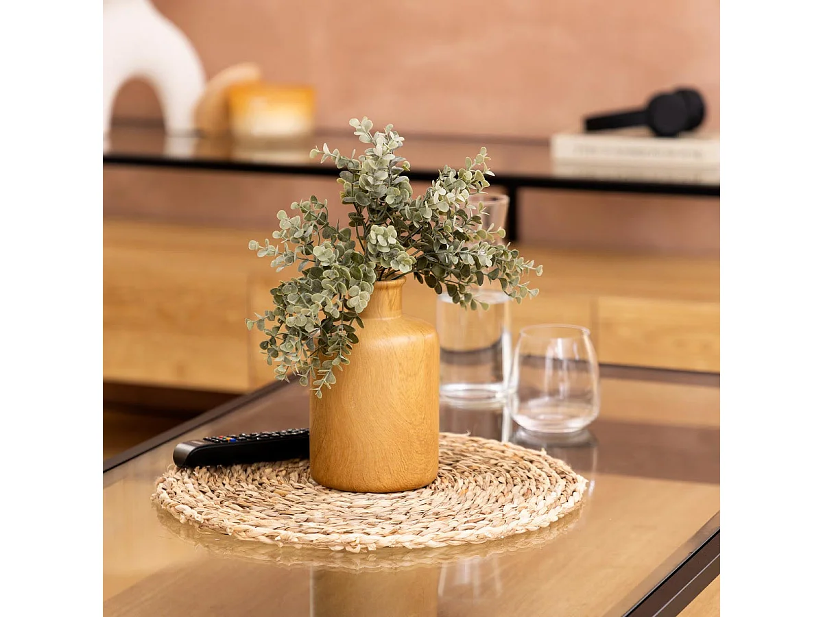 Vase Déco Effet Bois "Soa" 17cm Marron