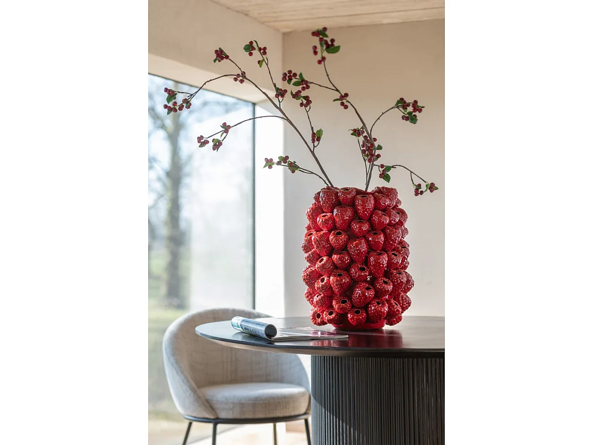 Vase Déco en Argile "Berry" 45cm Rouge