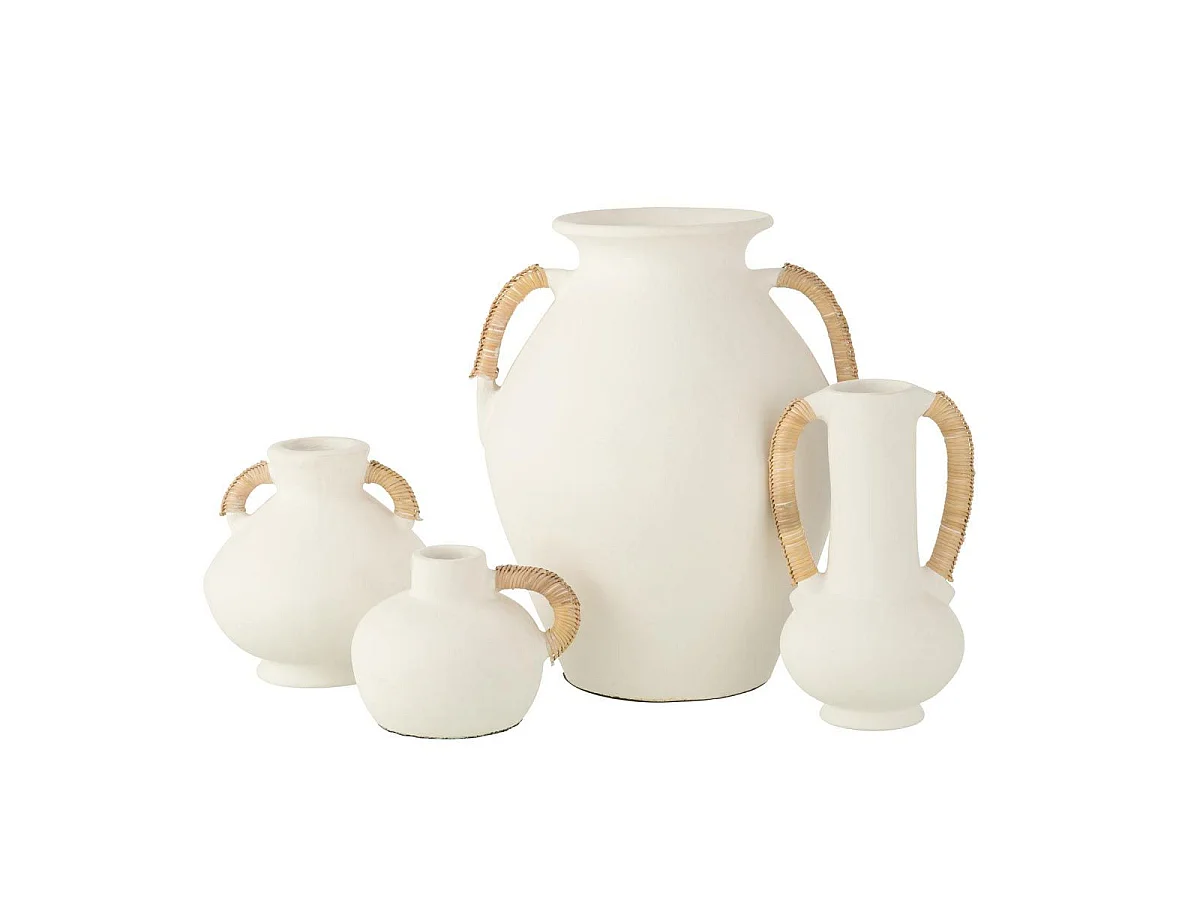 Vase Déco "Léo" 36cm Blanc & Naturel
