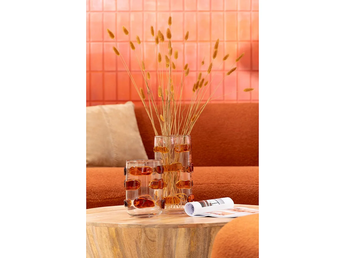 Vase Design en Verre "Pebbles" 23cm Ambre