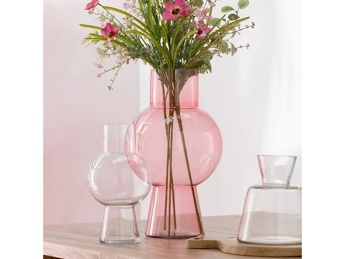 Vase Boule en Verre "Pinky Perfect" 22cm Transparent