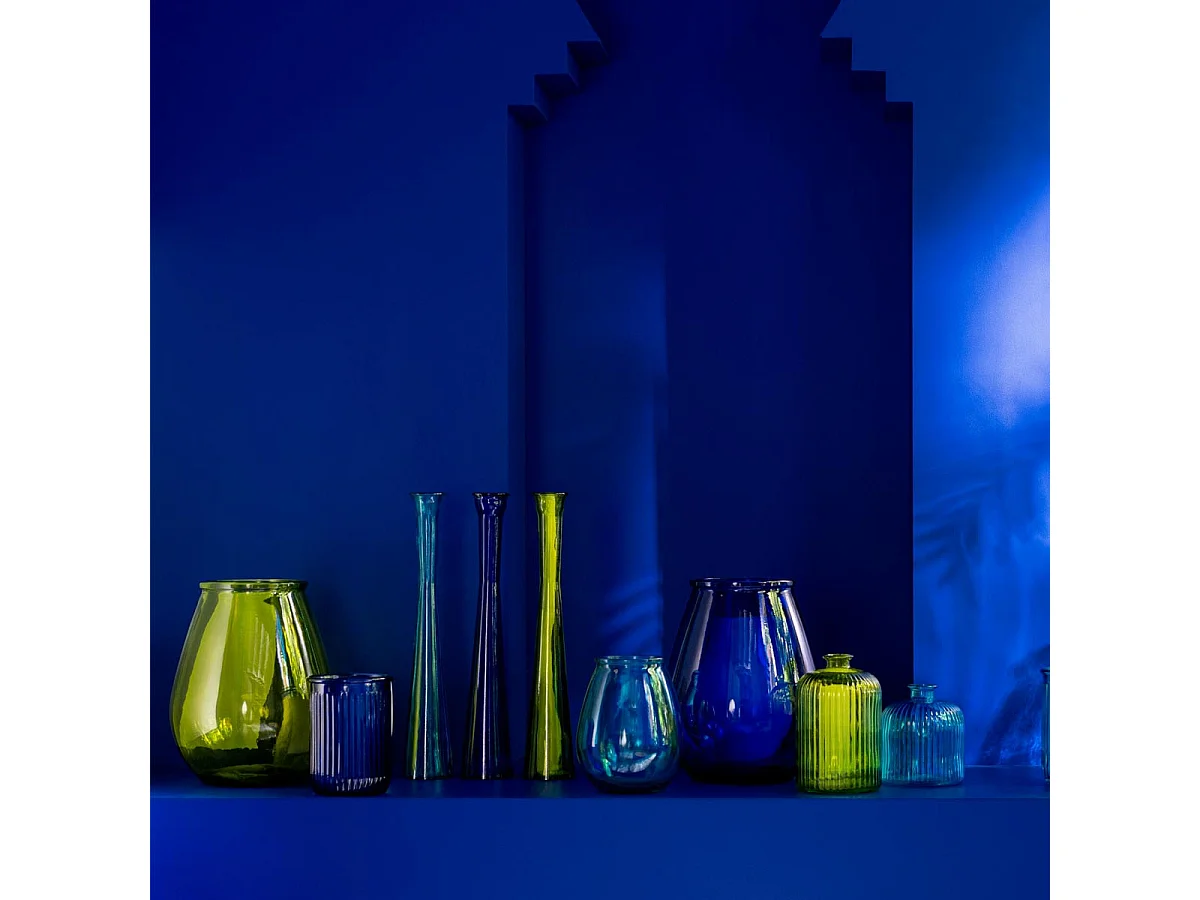 Vase Déco en Verre "Stripe" 35cm Jaune