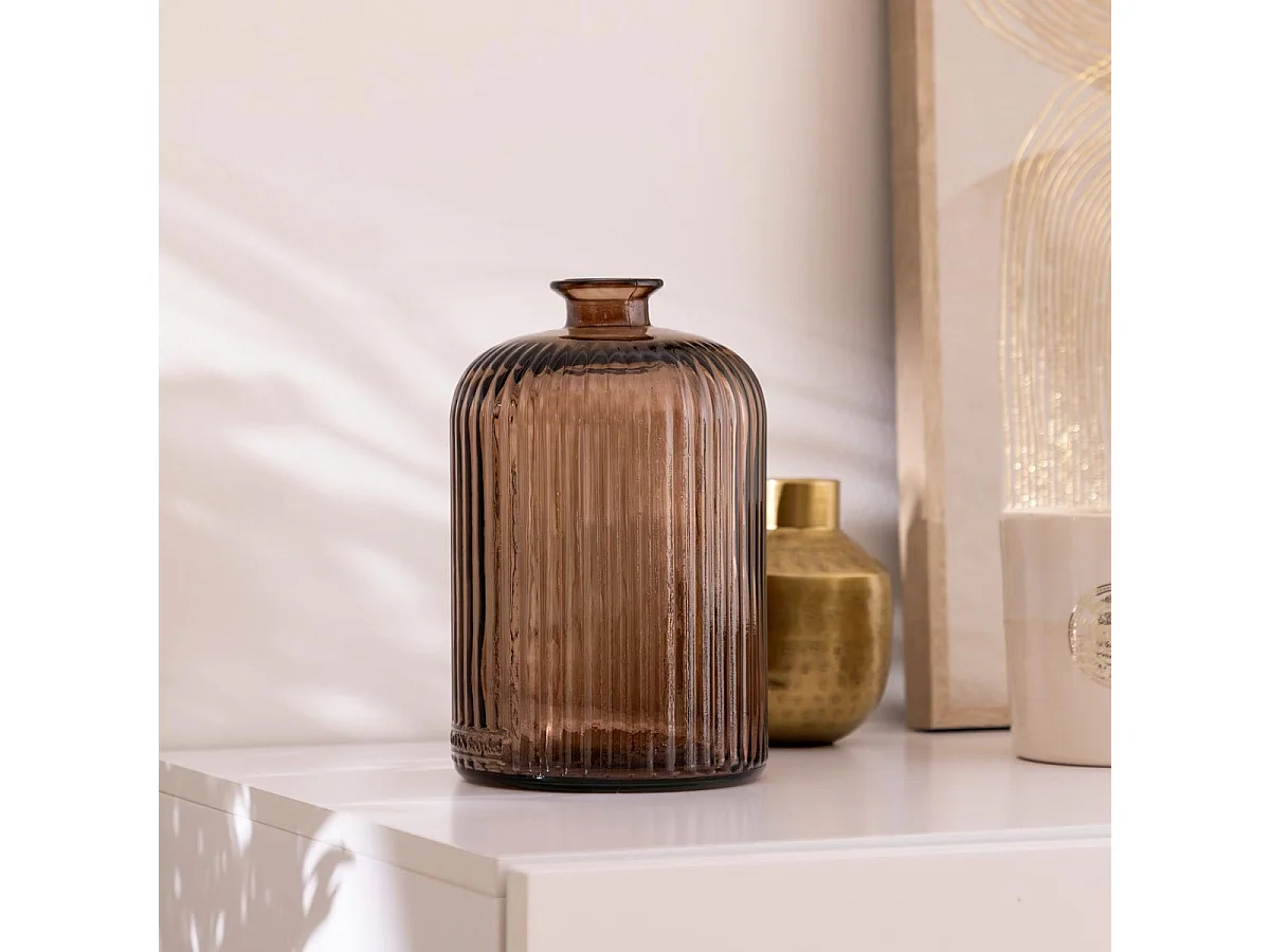 Vase Design en Verre "Luz" 23cm Marron