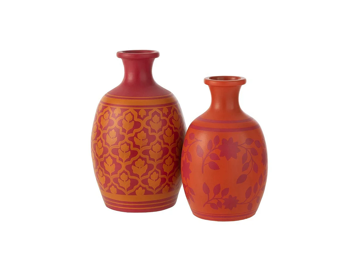 Vase Déco "Fleurs" 43cm Orange