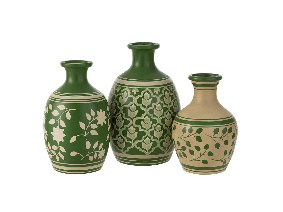 Vase Déco "Fleurs" 43cm Vert