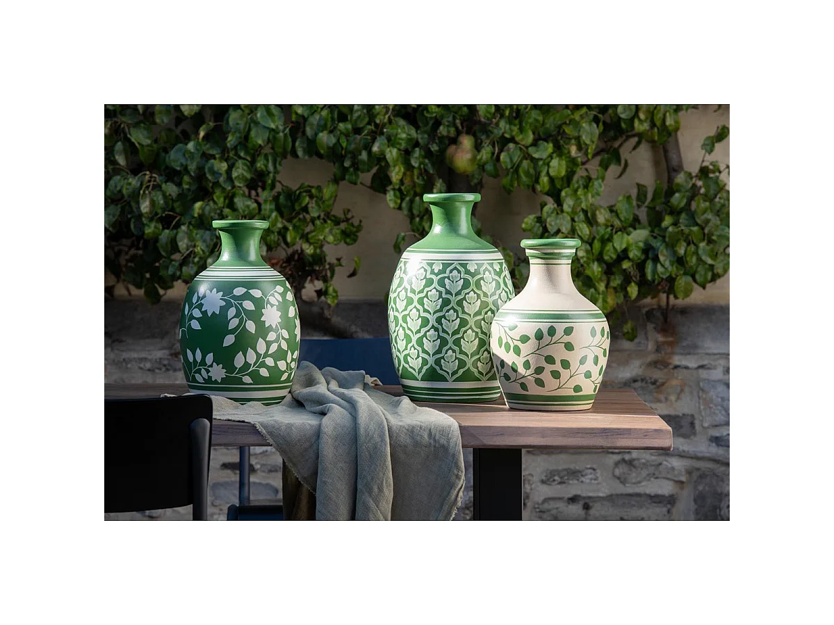 Vase Déco "Fleurs" 43cm Vert