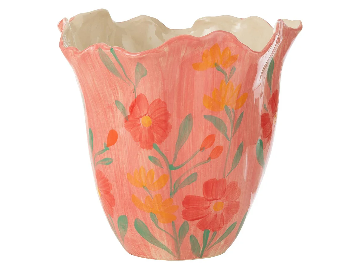 Vase Déco Fleurs en Argile "Alegria" 32cm Rose