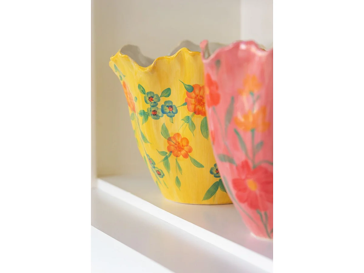 Vase Déco Fleurs en Argile "Alegria" 32cm Rose